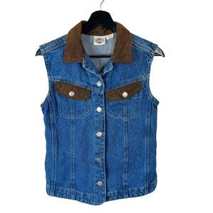 Vintage 90s Blue Denim Button Up Vest Top Medium